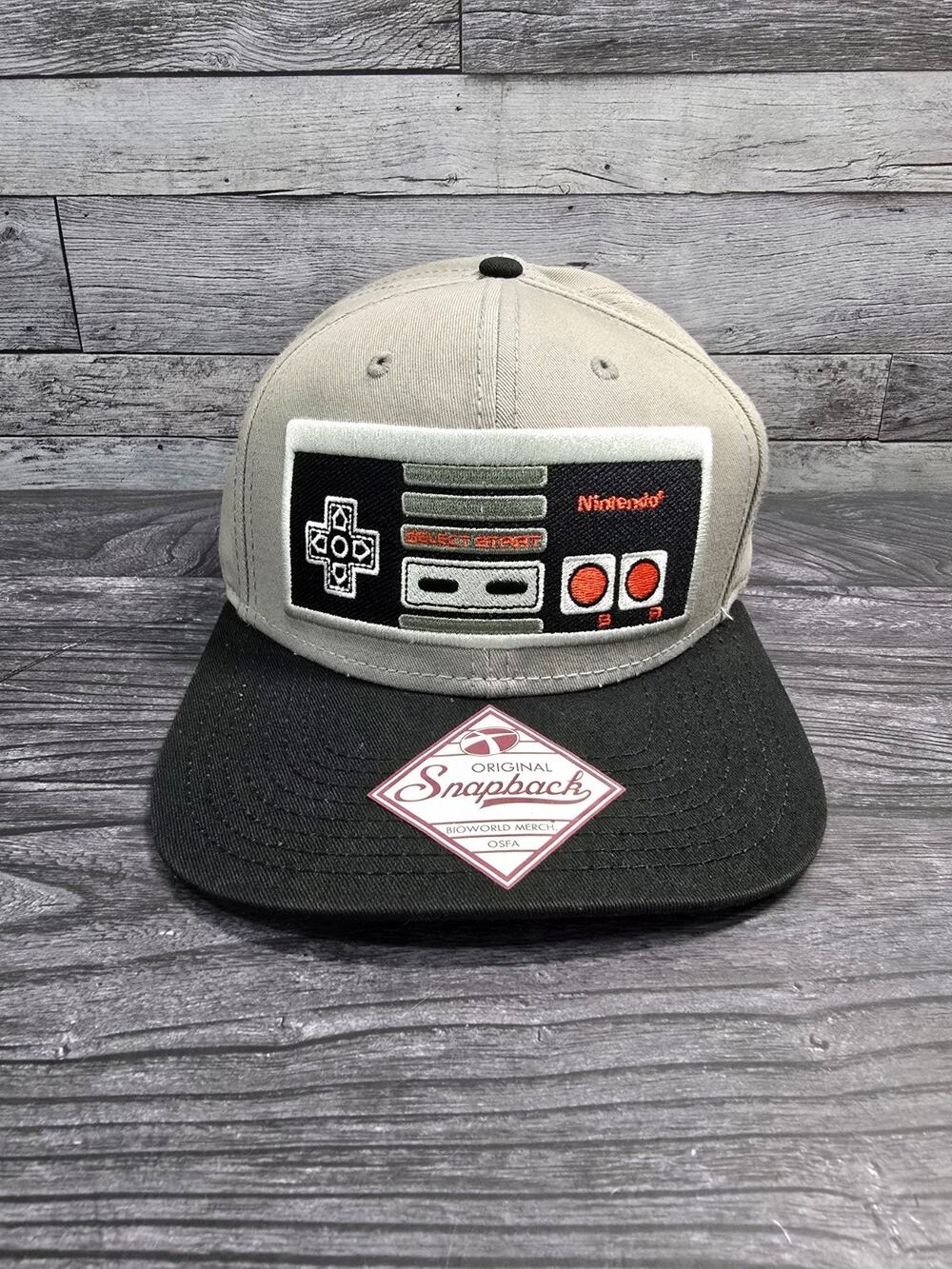 Bioworld Nintendo NES Controller Snapback Hat Gray Black Red Flat Bill OSFA